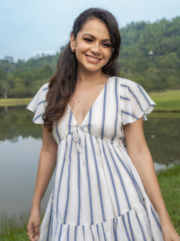 FRONT TIE UP DETAILED LOOSE FIT MINI DRESS