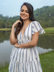 FRONT TIE UP DETAILED LOOSE FIT MINI DRESS