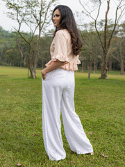 FRONT TIE UP FRILL DETAILED CROP TOP