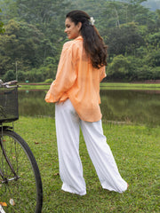 STRIPED PRINTED BUTTON DOWN OVERSIZED SHIRT