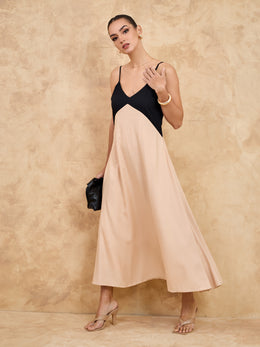 TWO TONED LOOSE FIT MAXI DRESS