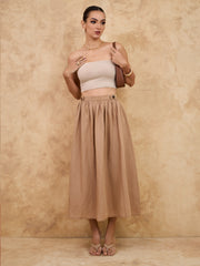 BUTTON DETAILED MIDI SKIRT