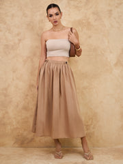 BUTTON DETAILED MIDI SKIRT