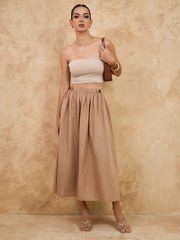 BUTTON DETAILED MIDI SKIRT