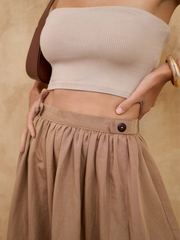 BUTTON DETAILED MIDI SKIRT