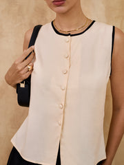 PIPING DETAILED BACK SLIT TOP