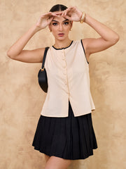 PIPING DETAILED BACK SLIT TOP